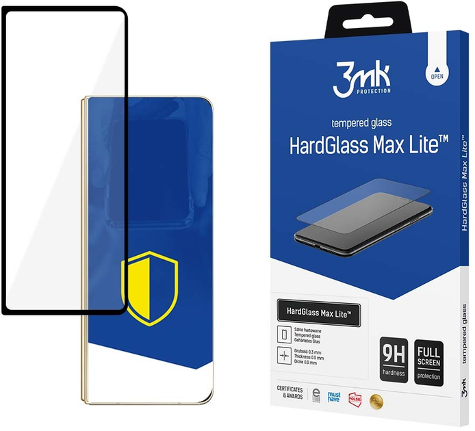 Захисне скло 3MK HardGlass Max Lite для Samsung Galaxy Z Fold 4 на зовнішній дисплей Black (5903108496483) - зображення 1