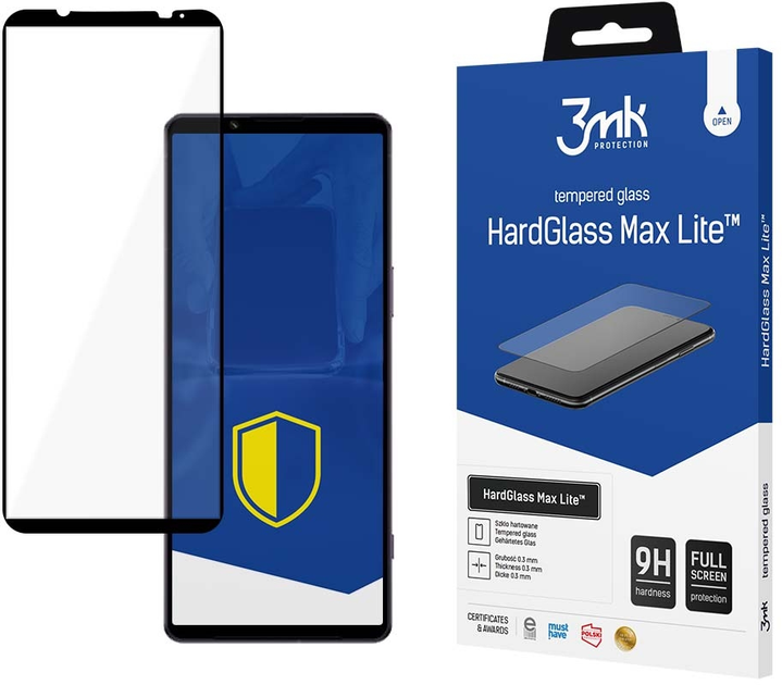 Szkło hartowane 3MK HardGlass Max Lite dla Sony Xperia 1 V czarne (5903108519496) - obraz 1