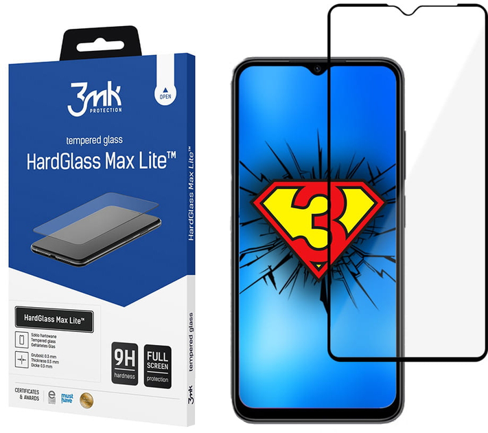 Захисне скло 3MK HardGlass Max Lite для Xiaomi Redmi A1 Black (5903108491570) - зображення 1