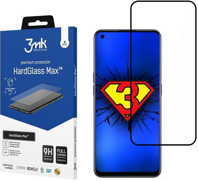 Захисне скло 3MK HardGlass Max для OnePlus Nord CE 2 5G Black (5903108467650) - зображення 1