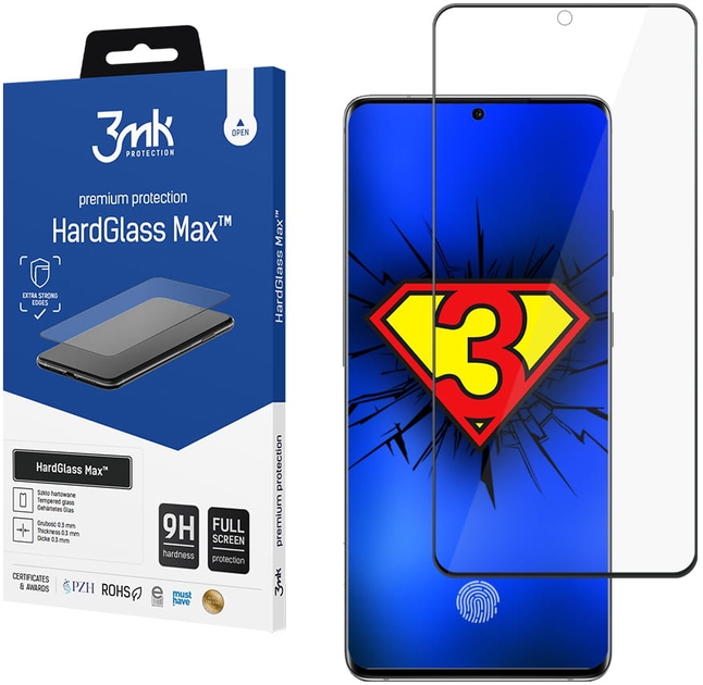 Захисне скло 3MK HardGlass Max для Samsung Galaxy S20 Plus (SM-G985) Black (5903108226776) - зображення 1