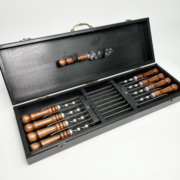 Набор шампуров "Блэк" + вилка-нож в деревянном кейсе. – фото, отзывы ...