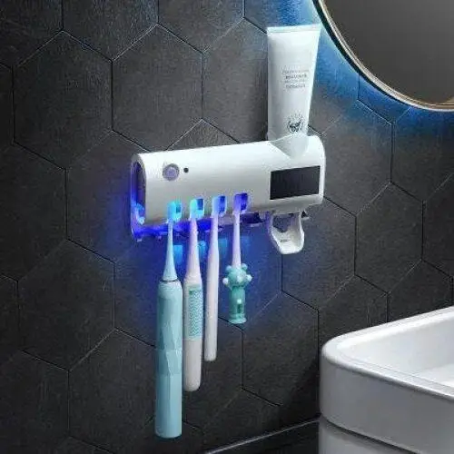Стерилизатор для зубных щеток на 4 секции с дозатором Multi-function Toothbrush Sterilizer Белый RZS-311-White - изображение 4