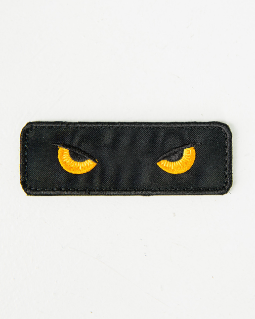 Шеврон, патч с вышивкой "Глаза" на липучке размер 3,5х10 см Рыжий - изображение 1