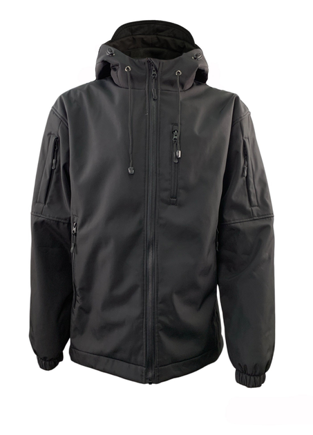 Куртка Tactic4Profi софтшел черная с подкладкой флис размер M (46) - изображение 1