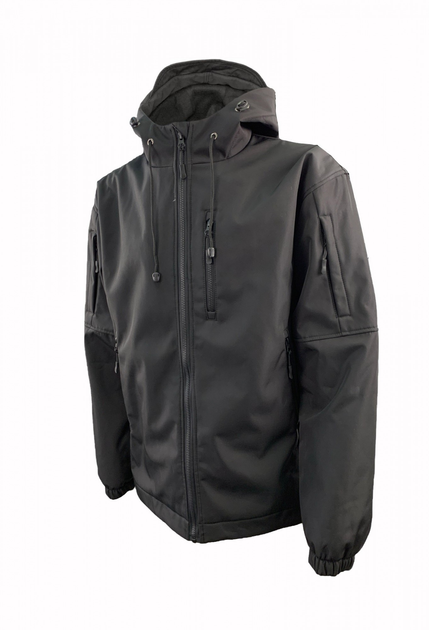 Куртка Tactic4Profi софтшел чорна з підкладкою фліс розмір 3XL (54) - зображення 2