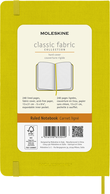 Блокнот Moleskine Limited Silk середній 13х21 см в лінію Солом'яно-жовтий (8056598853049) - Фото 9 Блокнот Moleskine Limited Silk середній 13х21 см в лінію Солом'яно-жовтий (8056598853049) - зображення 9