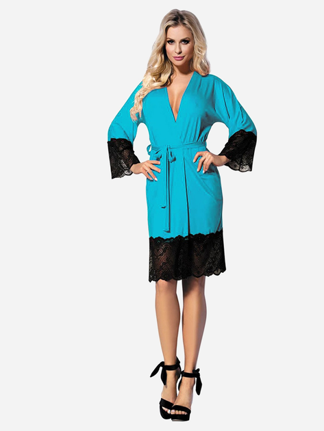 Халат жіночий великого розміру DKaren Jasmin 2XL Turquoise (5902686566717) - зображення 1