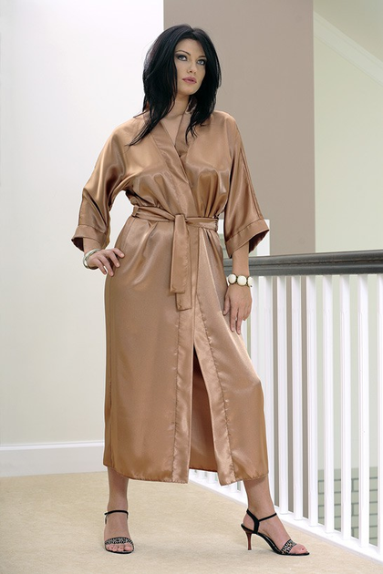 Szlafrok DKaren Plus Size 130 5XL Light Brown (5901780637729) - obraz 1