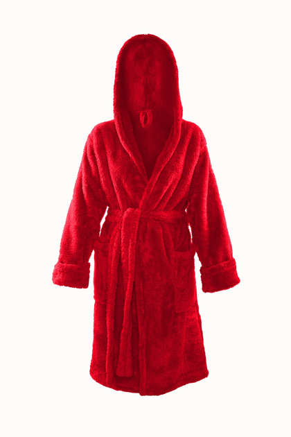 Халат жіночий теплий з капюшоном DKaren Plus Size Diana 9XL Red (5901780656942) - зображення 2