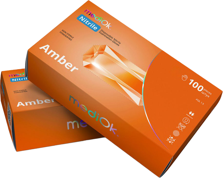 Перчатки нитриловые Mediok Amber Размер XS 100 шт Оранжевые (4044941731452) - изображение 1