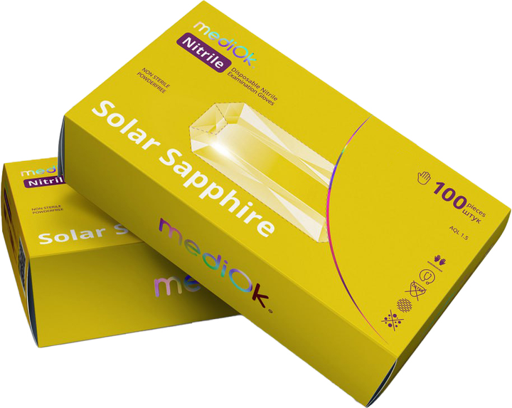 Перчатки нитриловые Mediok Solar Sapphire Размер S 100 шт Желтые (4044941731377) - изображение 1