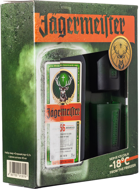 Ликер Jägermeister 0.7 л 35% + Рюмки (4067700015532R_4067700013019 ...