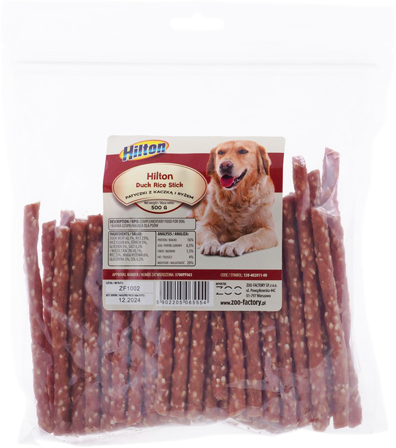 Ласощі для собак Hilton палички з качки та рису 500 г (5902205065554) - зображення 1