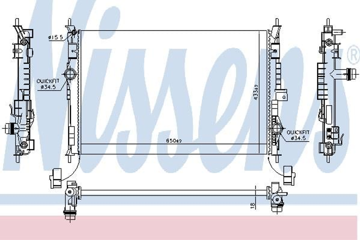 Радіатор охолодження CITROEN BERLINGO/C4/PEUGEOT 3008/OPEL VIVARO C вир-во Nissens Nissens (636014) - зображення 1