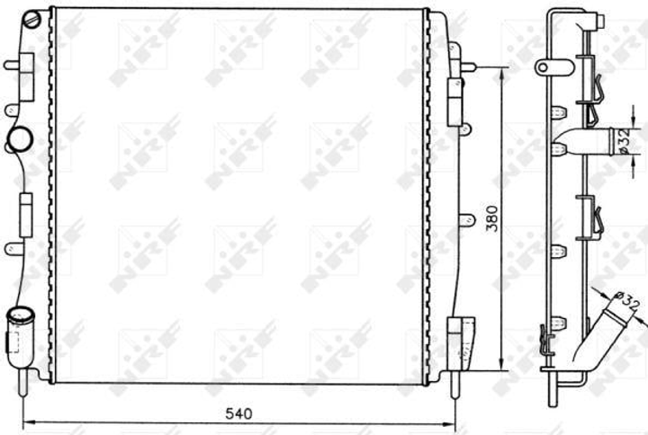 Радіатор охолодження двигуна RENAULT Kangoo 1.5D 12/2001> вир-во NRF NRF (58316A) - зображення 1