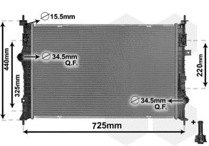 Радіатор охолодження CITROEN BERLINGO/C4/PEUGEOT 3008/OPEL VIVARO C Van Wezel Van Wezel (09012710) - зображення 1