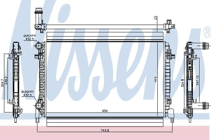 Радиатор охлаждения AUDI SEAT SKODA VW пр-во Nissens Nissens (65327) - изображение 1