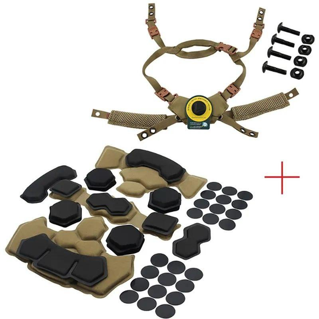 Подвесная система и Демпферные подушки для шлема, накладки в шлем, четырех точечная система бежевый - изображение 1