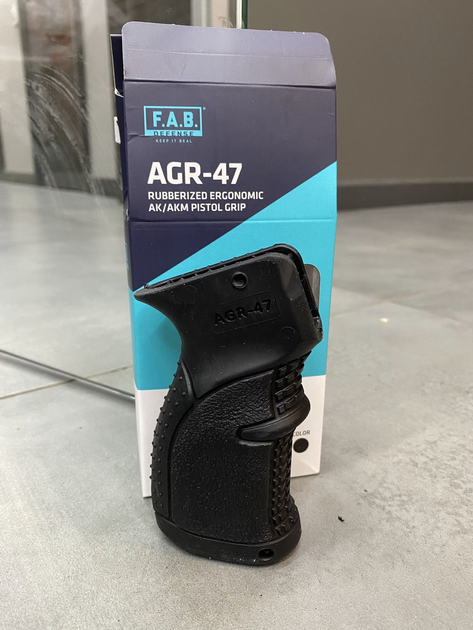 Рукоятка пістолетна для АК, Вепр, Сайга гумова, FAB Defence (AGR-47), колір Чорний - зображення 2