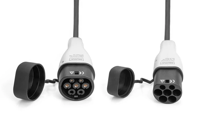 Kabel DIGITUS spiralny do ładowania pojazdów elektrycznych EV/PHEV, Typ2-Typ2, trójfazowy 400V, 32A, 22kW, 10 m (DK-3P32-S-100) - obraz 2