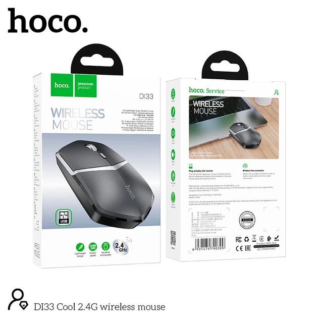 Миша Hoco Cool 2.4 G wireless mouse DI33 |1600dpi| Колір black - Фото 2 Миша Hoco Cool 2.4 G wireless mouse DI33 |1600dpi| Колір black - изображение 2