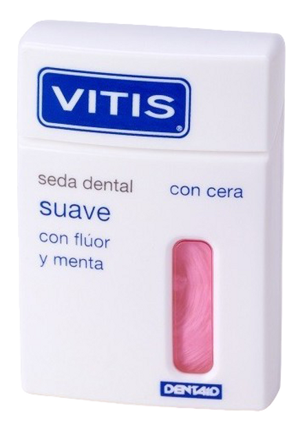 Зубна нитка Dentaid Vitis Waxed Dental Floss With Fuoride and Mint 50 м (8427426013162) - зображення 1