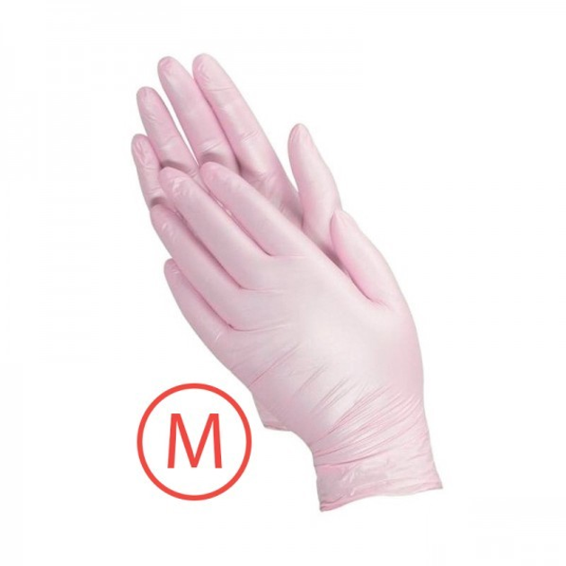 Перчатки нитриловые упаковка 50 пар размер M без пудры розовые перламутровые (2000994205342) - изображение 1