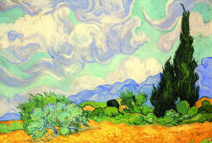 Puzzle Piatnik Pole pszenicy z cyprysami Vincent van Gogh 1000 elementów (9001890539145) - obraz 2
