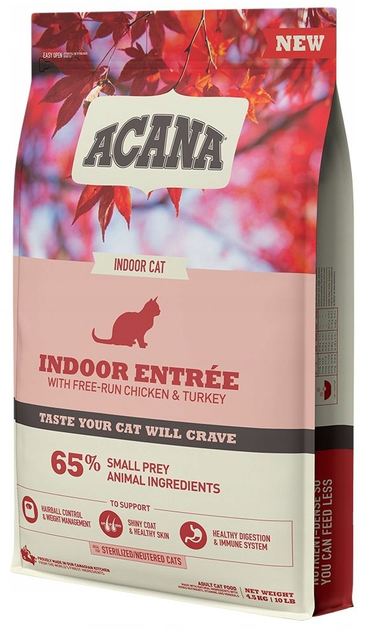 Sucha karma ACANA Indoor Entree Cat dla domowych kotów wszystkich ras 4.5 kg (0064992714512) - obraz 1
