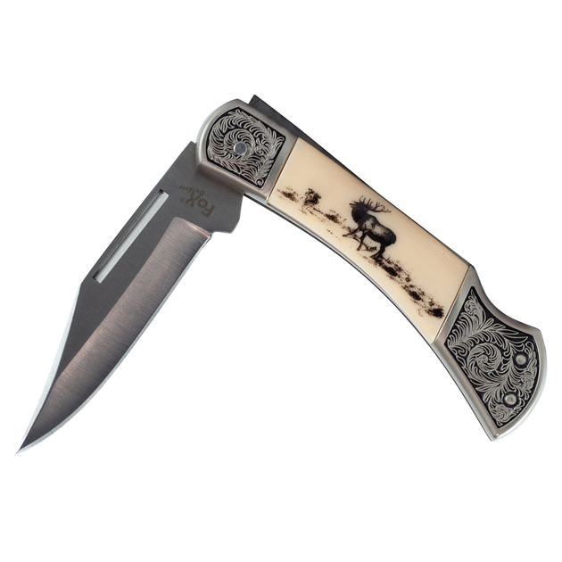 Нож складной Fox Outdoor «Jäger» с орнаментом Белый - изображение 2