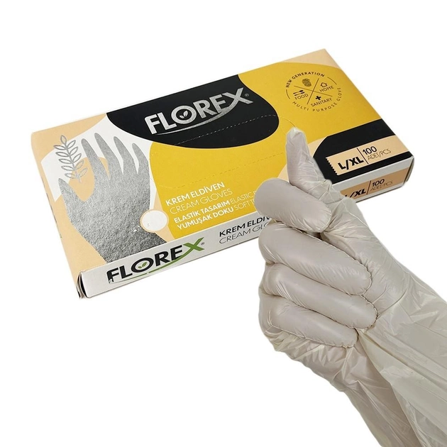 Одноразовые перчатки FLOREX, кремовый L/XL, 100 шт Reflex - изображение 1