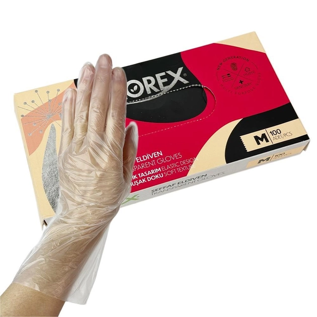 Одноразовые перчатки FLOREX, прозрачный М, 100 шт Reflex - изображение 1