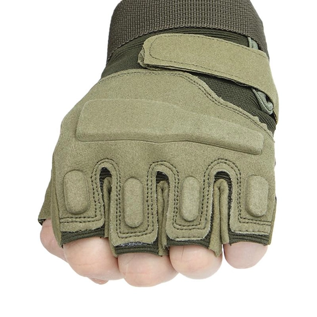 Перчатки тактические короткие Han-Wild HW72 Green L мужские с защитными вставками без пальцев - изображение 2