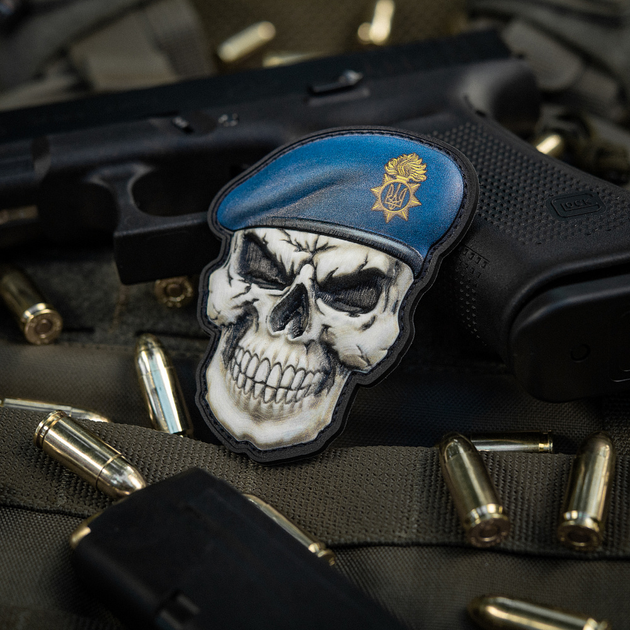 M-Tac нашивка Череп у береті (Національна Гвардія України) Синій - зображення 2