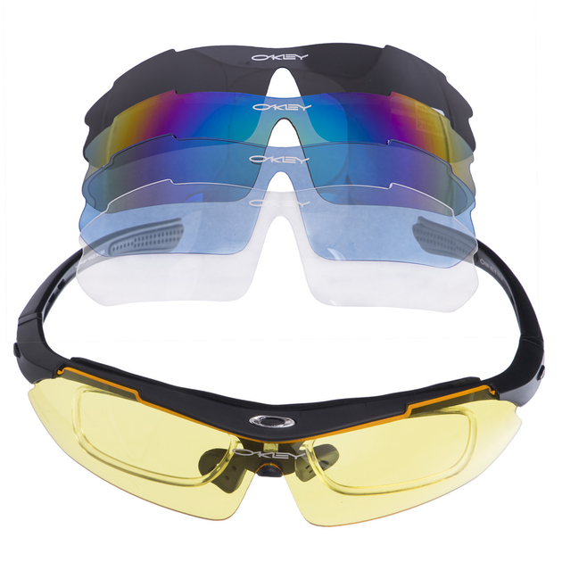 Спортивні тактичні окуляри Oakley TY-0089 (5 змінних лінз) + чохол - зображення 2
