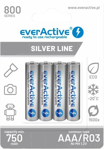 Akumulatory paluszki everActive R03/AAA 800 mAH blister 4 szt. (EVHRL03-800) - obraz 1