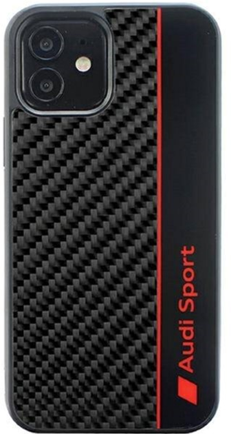 Панель Audi Carbon Fiber Stripe для Apple iPhone 12/12 Pro Чорний (6955250224482) - зображення 1