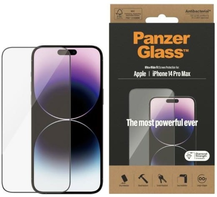 Szkło ochronne Panzer Glass Ultra-Wide Fit do Apple iPhone 14 Pro Max antybakteryjne (5711724027741) - obraz 1