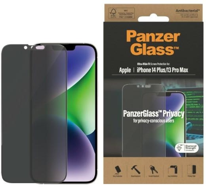 Захисне скло Panzer Glass Ultra-Wide Fit для Apple iPhone 14 Plus / 13 Pro Max антибактеріальне (5711724127731) - зображення 1