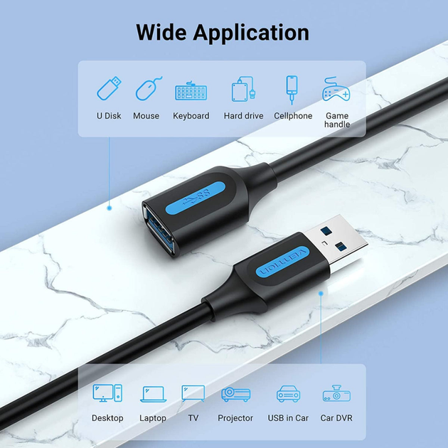Кабель Vention USB 3.0 - OTG USB3.0, 0.5 m, Black (CBHBD) - Фото 3 Кабель Vention USB 3.0 - OTG USB3.0, 0.5 m, Black (CBHBD) - изображение 3