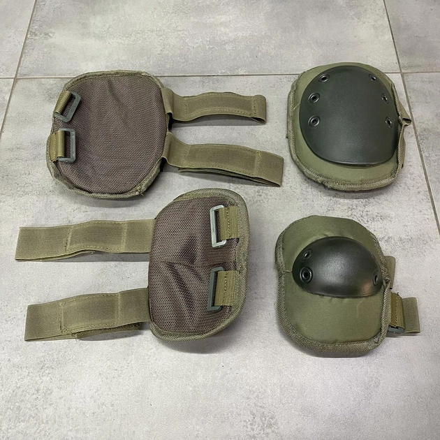 Комплект: тактические наколенники и налокотники, тип 2 (100+ кг), цвет Темная Олива, защитные для военных - изображение 2