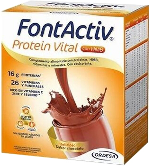 Koktajle Ordesa Fontactiv Protein Vital Chocolate 14 Envelopes (8426594109516) - obraz 1