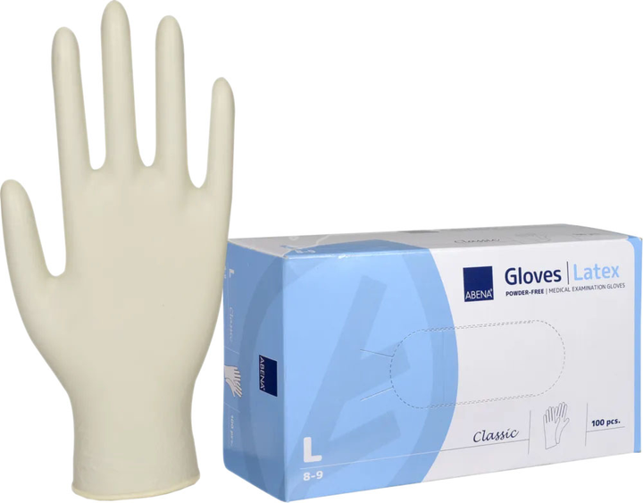 Рукавички медичні Abena Natural Latex Gloves L 100U (5703538935695) - зображення 1