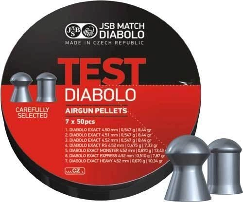 Пули пневматические JSB Diabolo Exact Test набор калибров: 4,5 / 4.51 / 4.52 / 4.53 мм - изображение 1