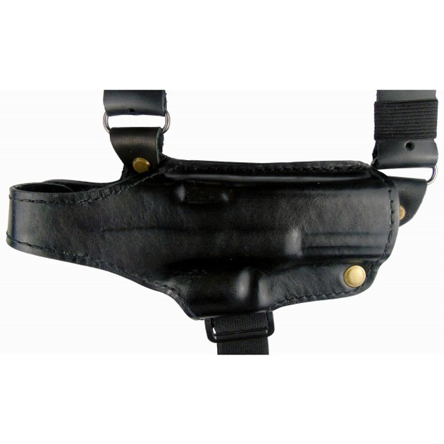 Кобура Медан для Glock 17 оперативная кожаная формованная с кожаным креплением и подсумком под магазин (1010 Glock 17) - изображение 2