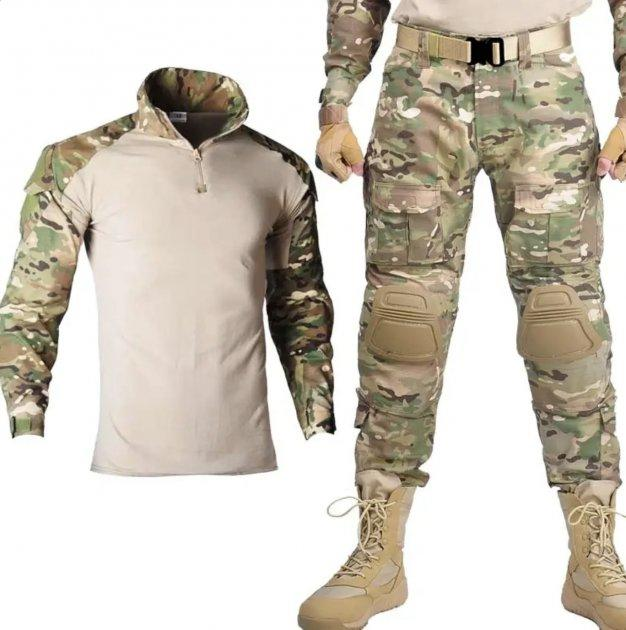 Тактический костюм 3 в 1, рубашка+ Брюки + наколенники и налокотники размер XL - изображение 1