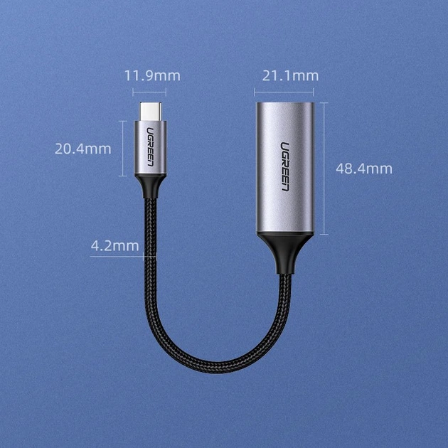 Перехідник Ugreen CM297 USB 2.0 Type-C to HDMI v2.0 4K 60Hz 10 см Grey (6957303874446) - зображення 8