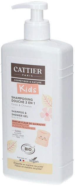 Szampon Cattier Paris Kids Shampoo & Shower Gel Marshmallow Flower Fragrance Organic 500 ml (3283950924344) - obraz 1