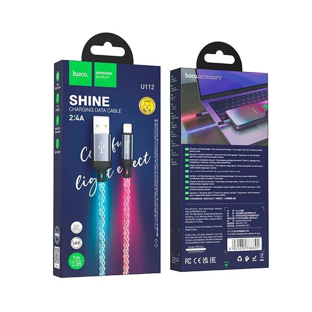 Кабель Hoco U112 RGB-підсвічування Gray - изображение 2